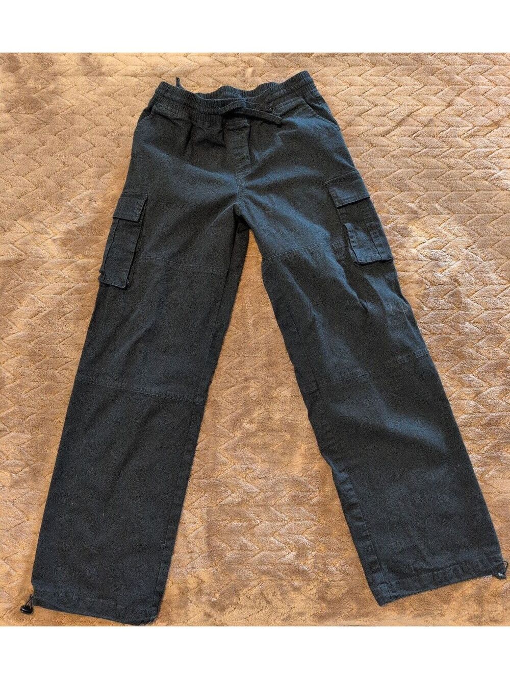LCKR Boy's Black Cargo Pants XL Elastic Waist Drawstring